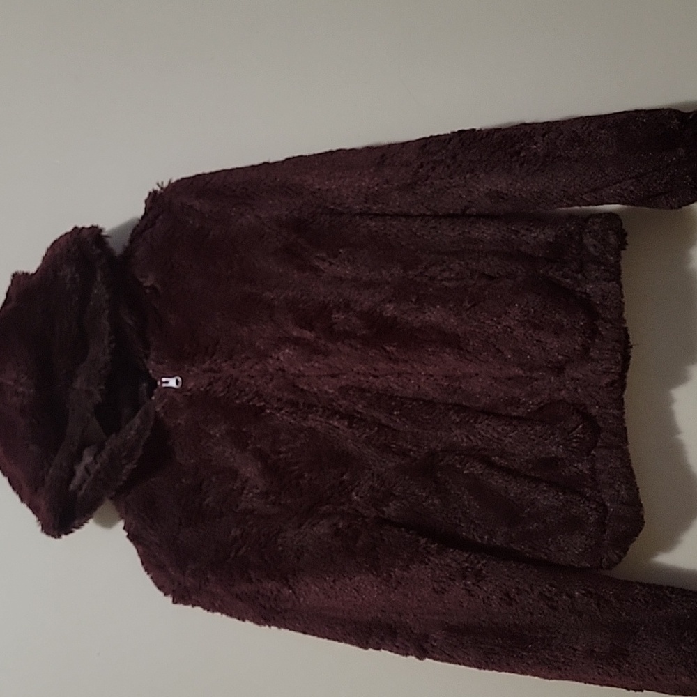 Streetwear Society Deep Burgundy Fleece/bomber Hooded Jacket L P2P21 L24 As Is - Picture 5 of 10